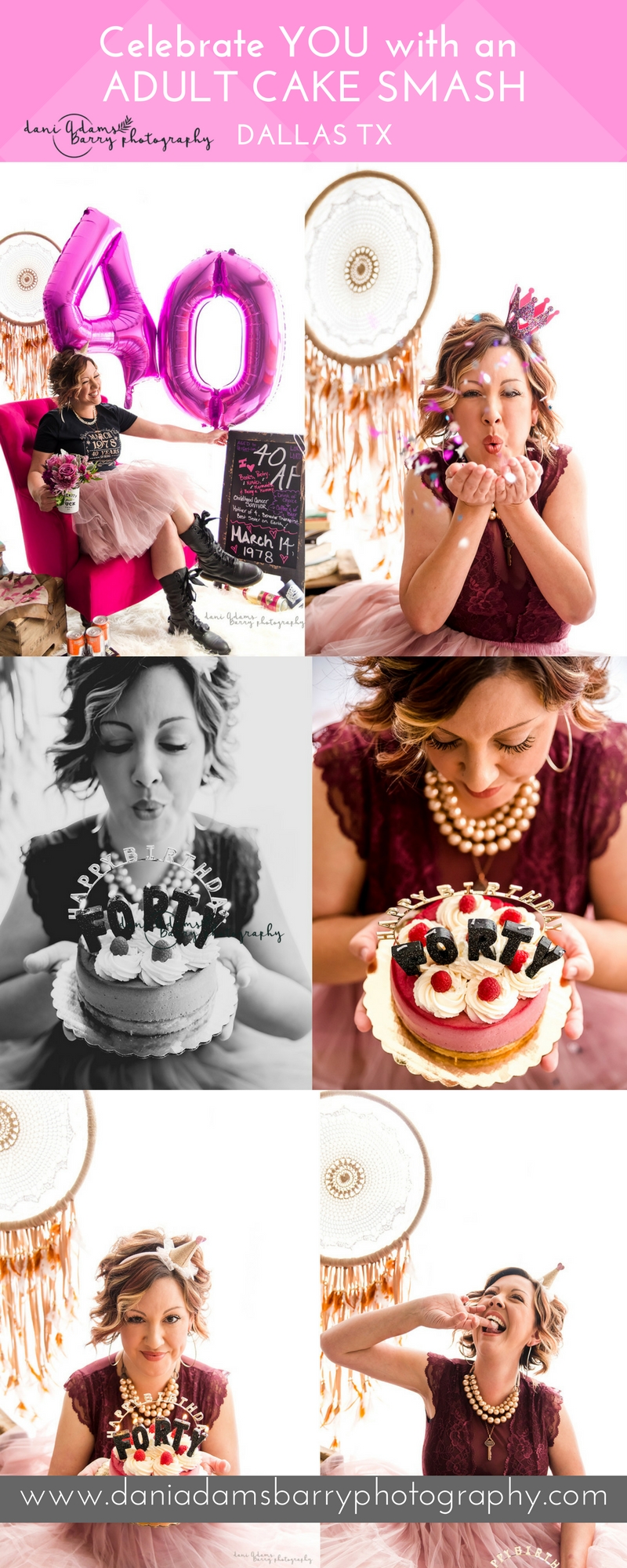 Celebrate You with an Adult Cake Smash Photo Shoot. Dallas Texas Adult Cake Smash Photography sessions now booking! Dani Adams Barry Photography