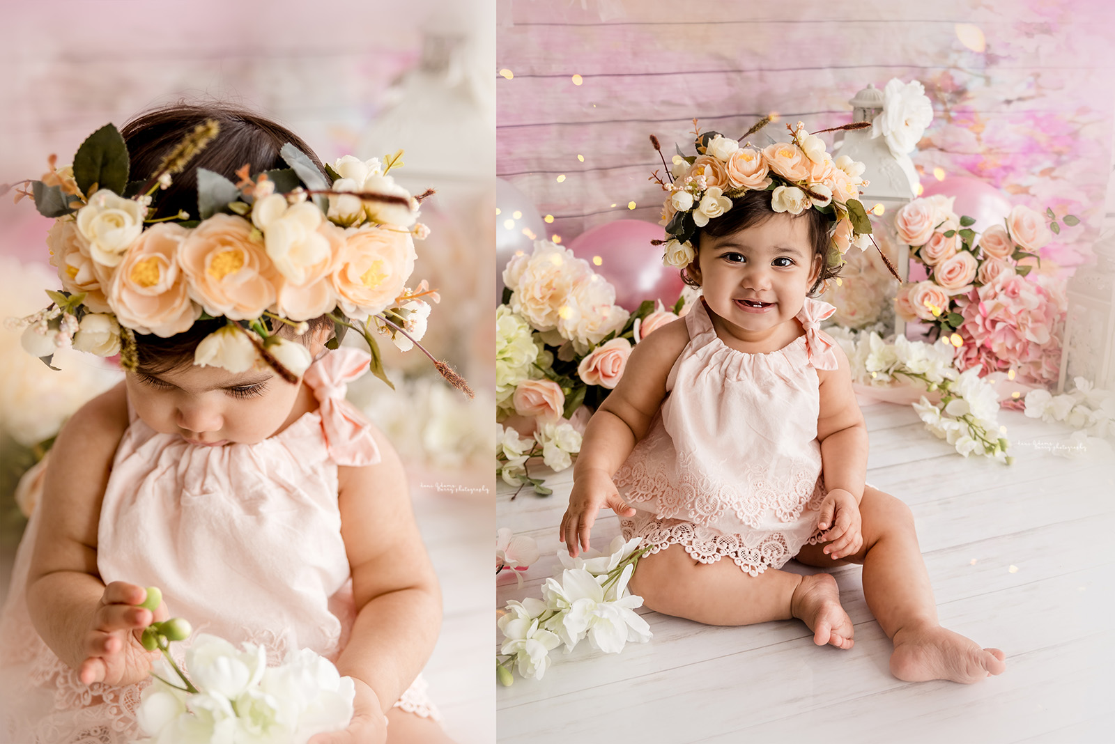 boho pink girl baby cake smash photos dallas tx