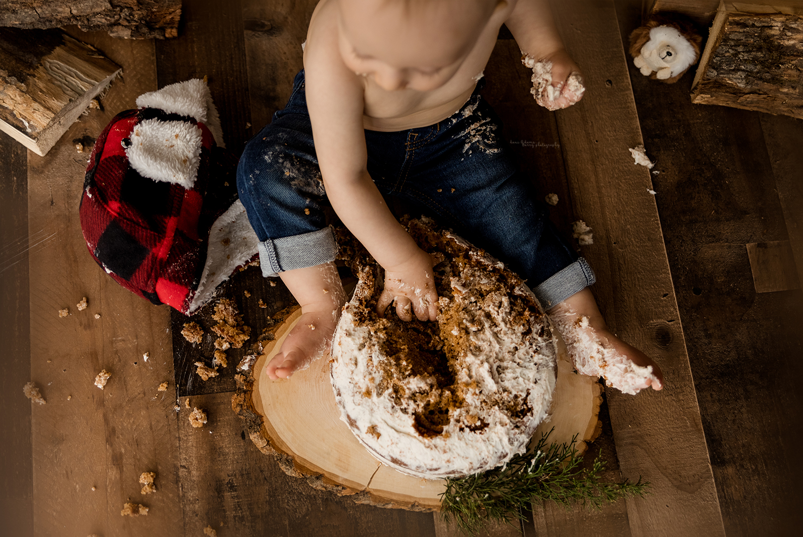 lumberjack woodland cake smash photography