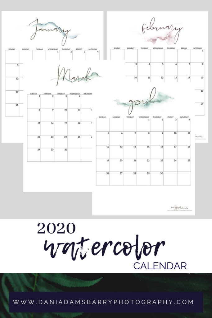 Free 2020 Calendar - Watercolor calendar - free 2020 calendar download