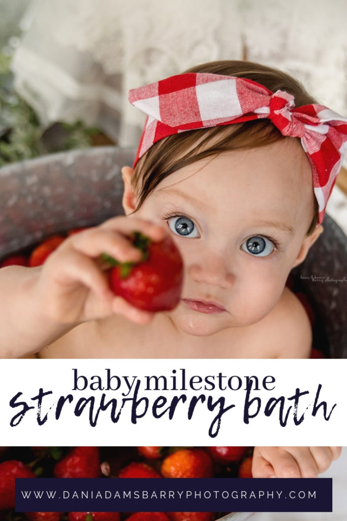 Strawberry Bath Baby Milestone Photography