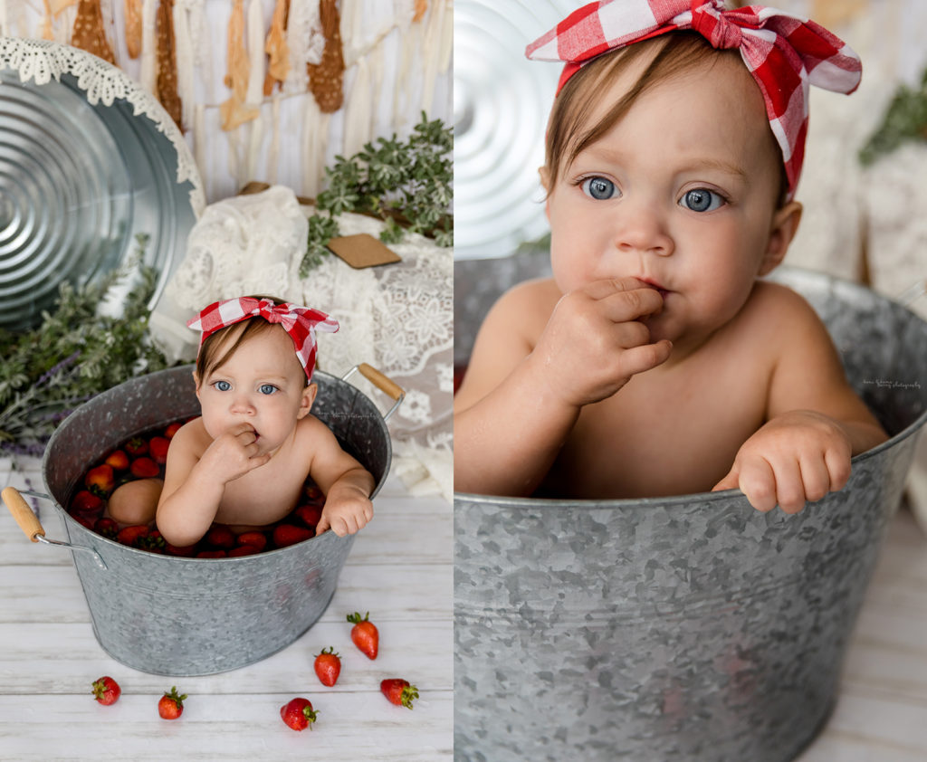 strawberry bath milestone photography