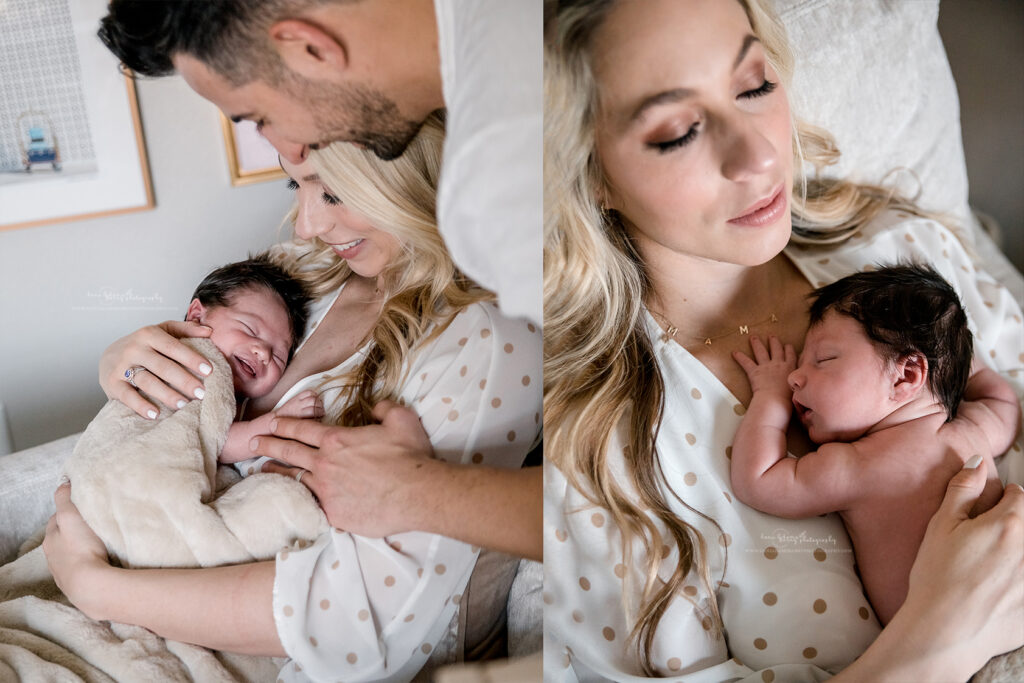 lifestyle in home newborn photos dallas tx