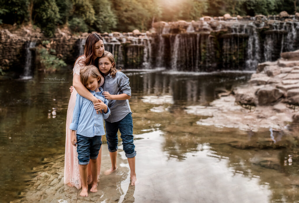 family waterfall photos dallas tx