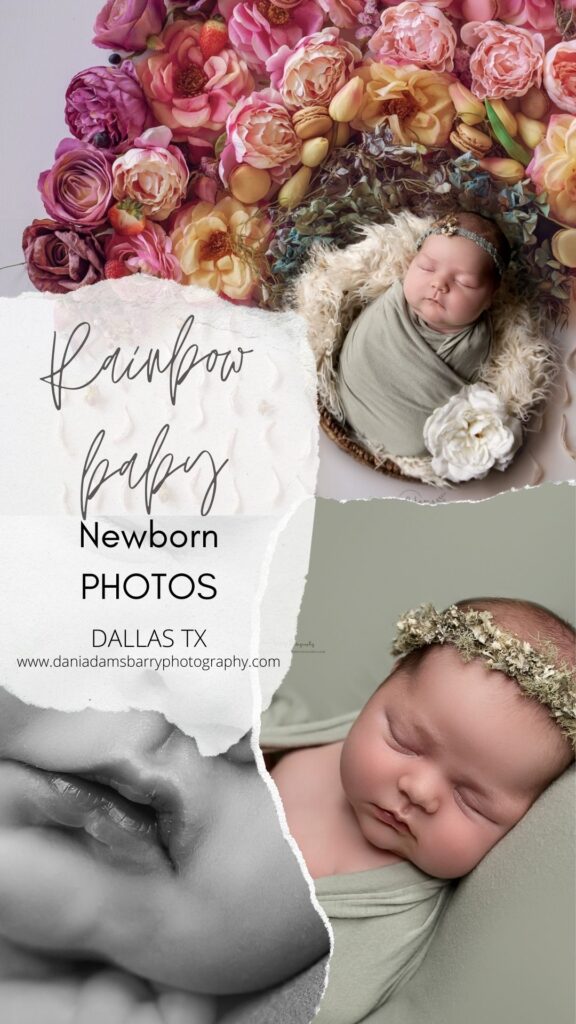 Rainbow Baby Newborn Photos - Dallas TX - Floral Rainbow newborn photography