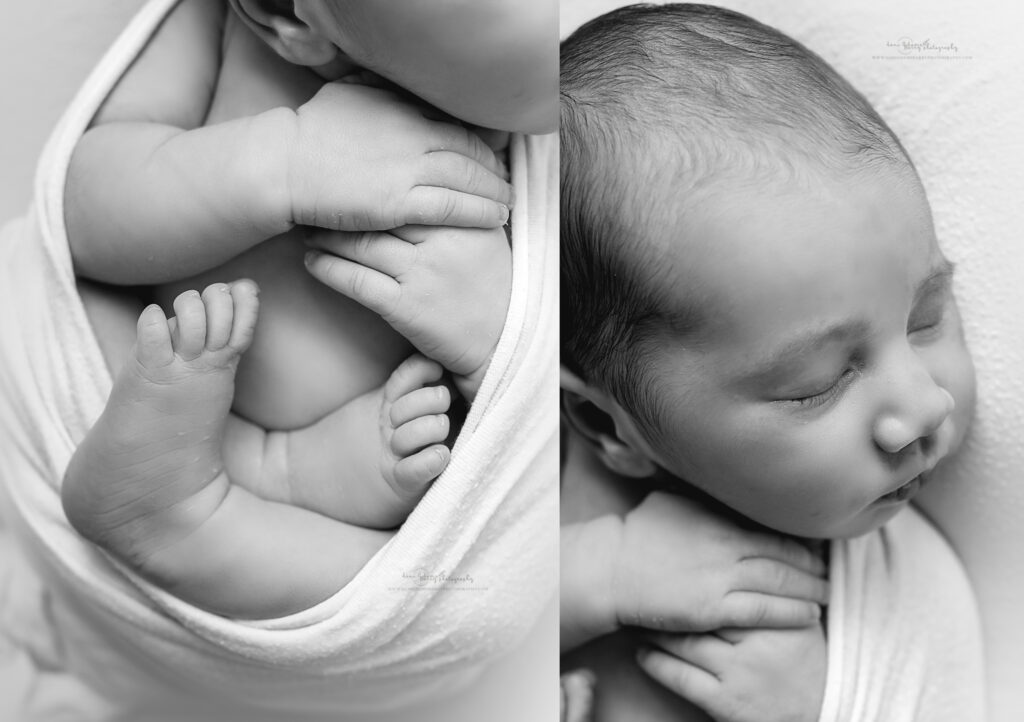 newborn black and white details