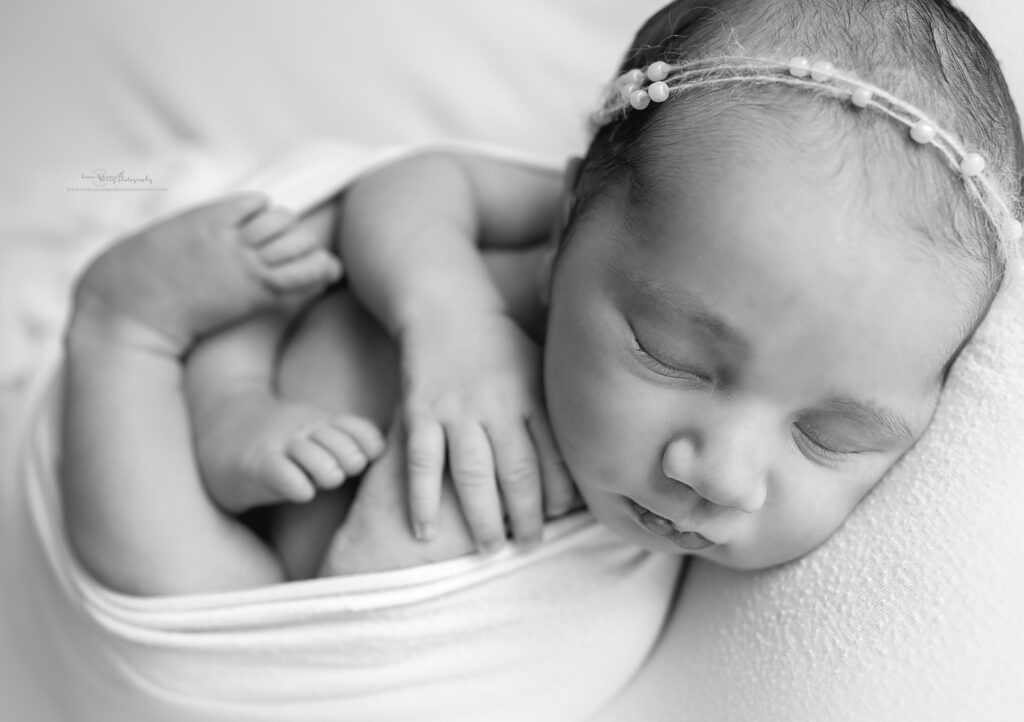 newborn girl black and white photos