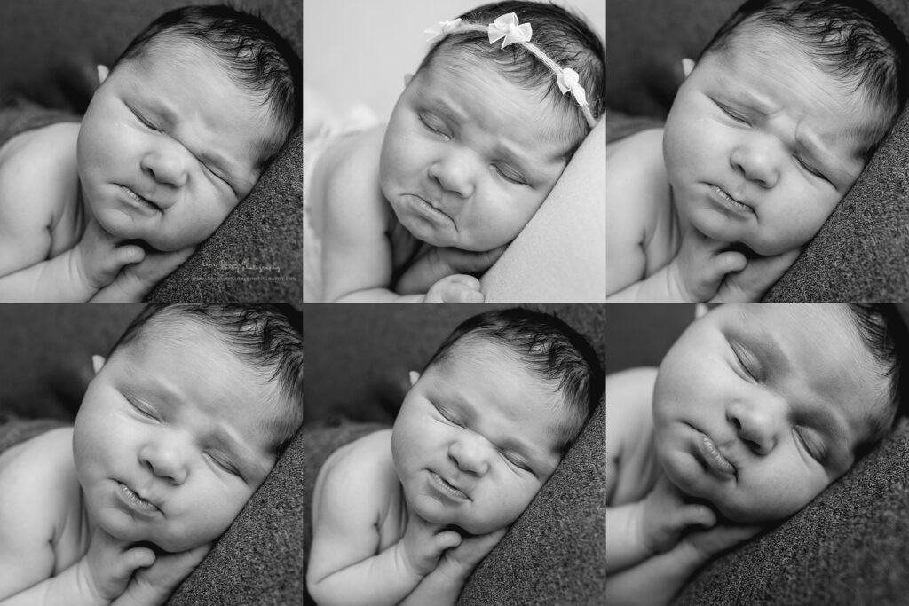 newborn facial expressions bw