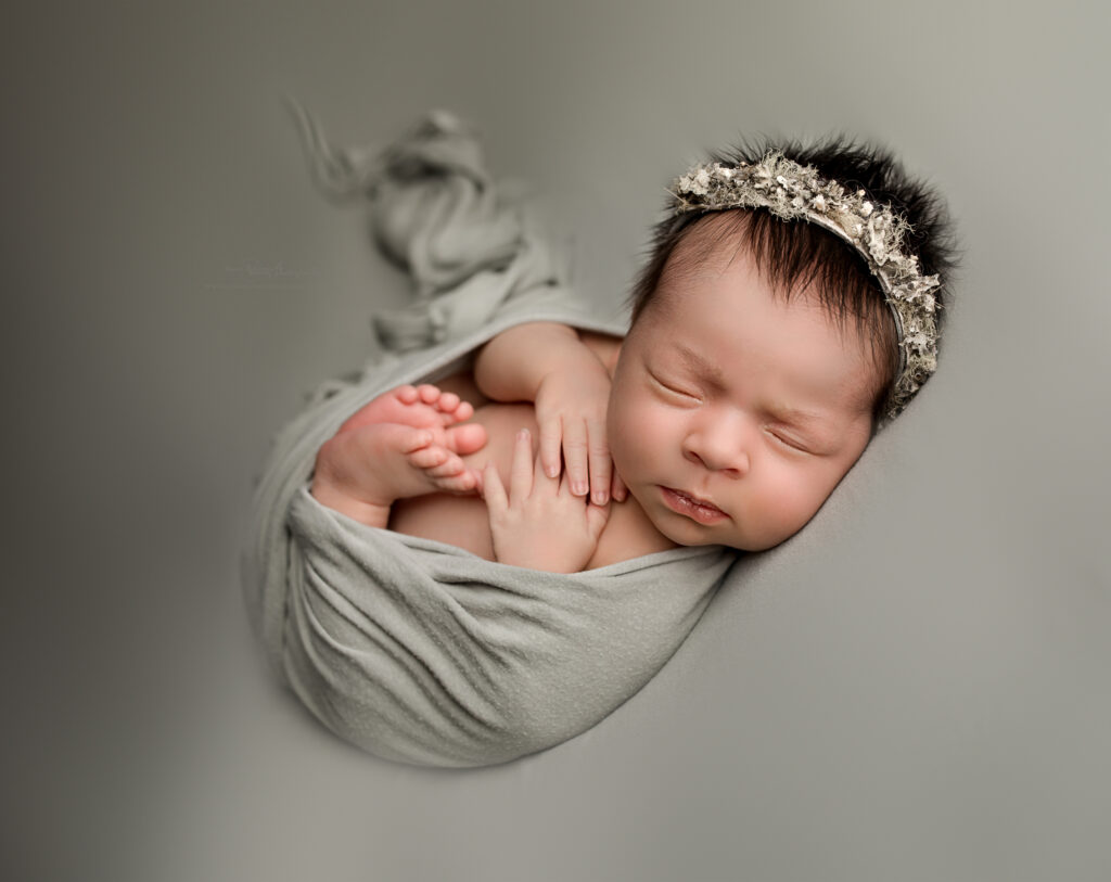 woodland sage green newborn photos