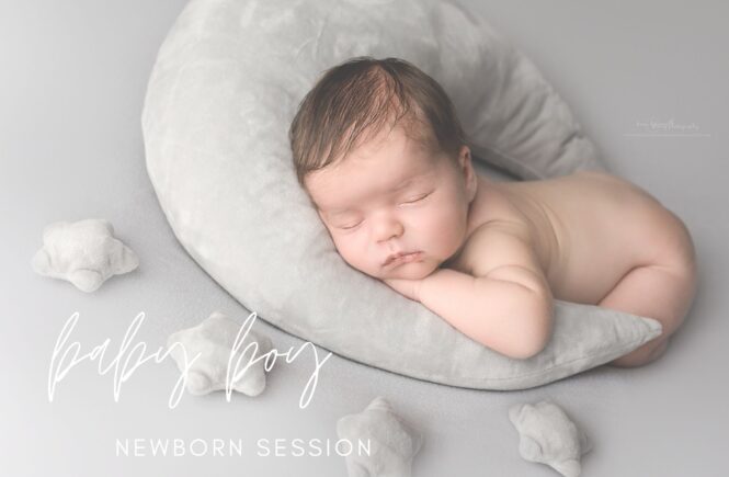 Grey and Blue Moon and Star baby boy newborn photos