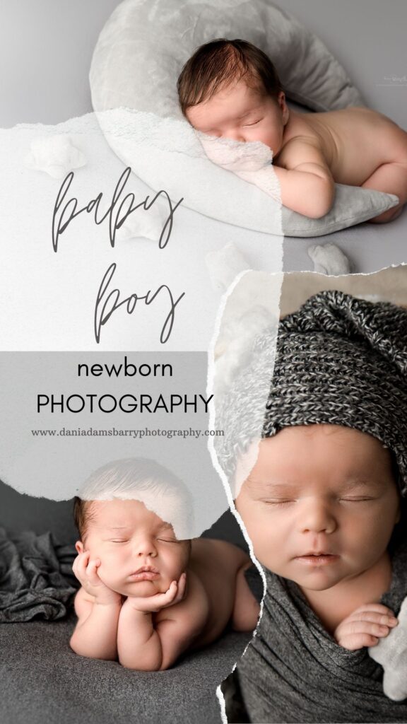 Grey and Blue Moon and Star baby boy newborn photos