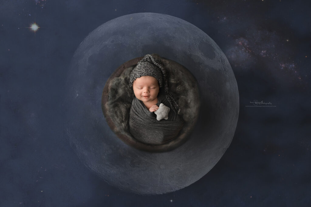 grey moon and star newborn boy photography1