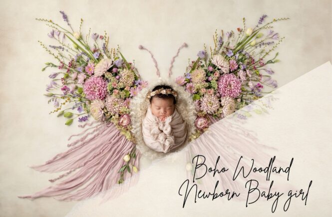 Woodland Boho Newborn Photos - Baby Girl