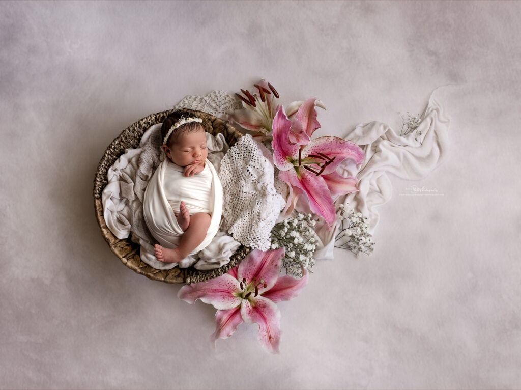 lily bowl newborn photo