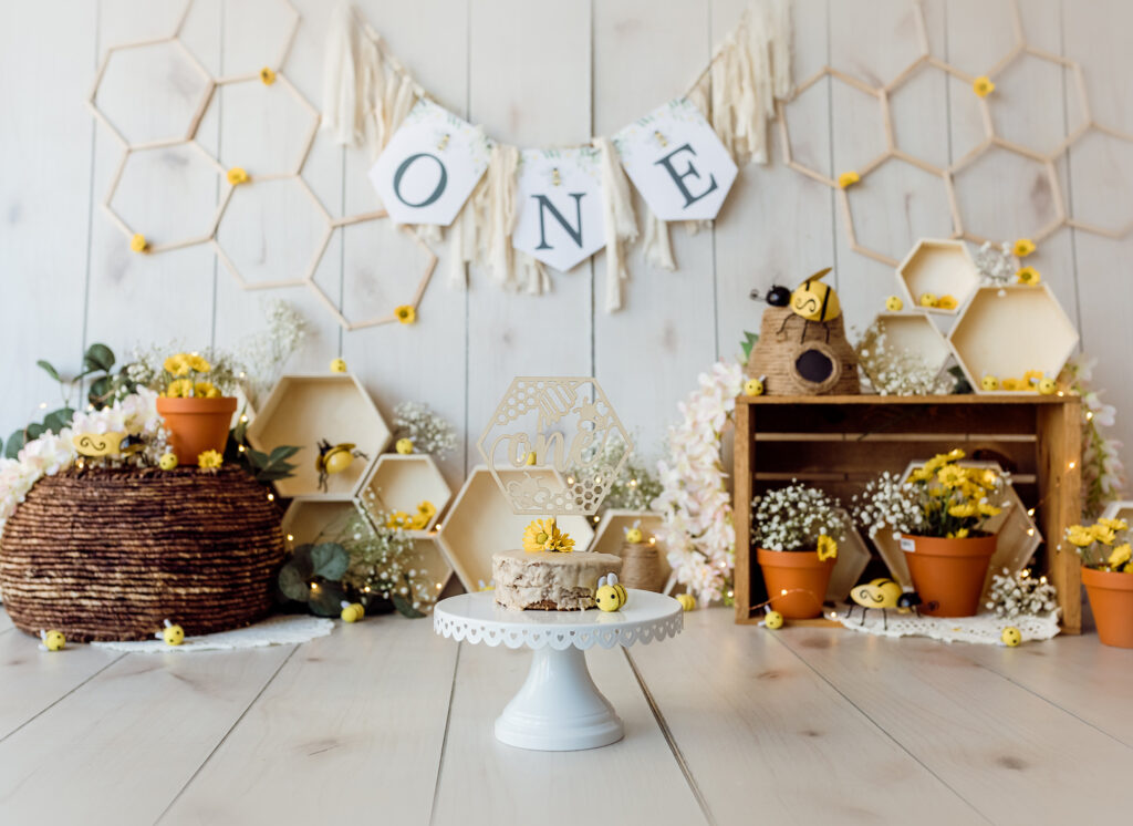 bee smash cake theme photos