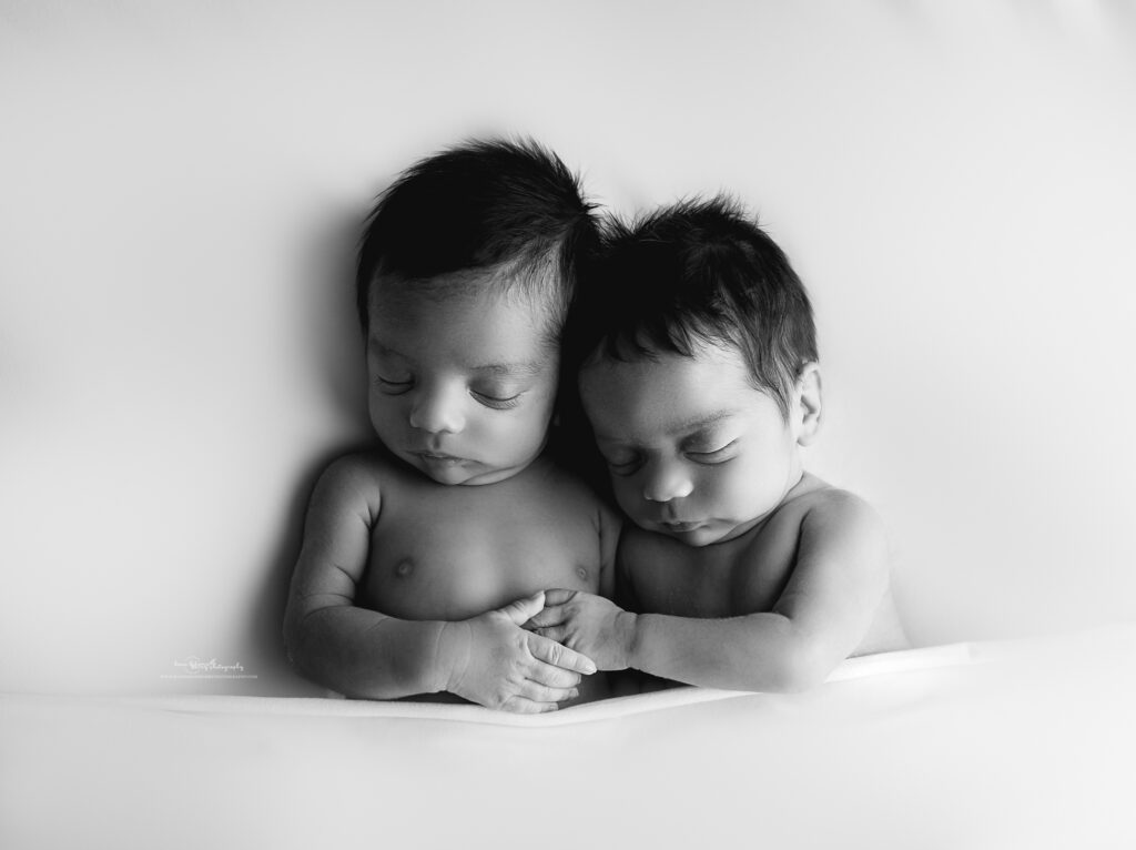 twin newborn photos bw
