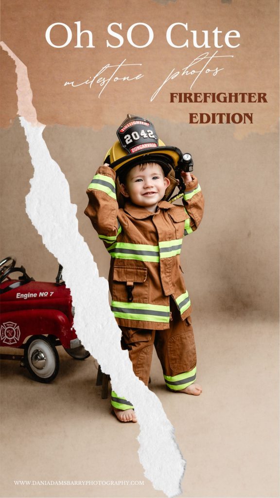 firefighter theme photoshoot baby milestone