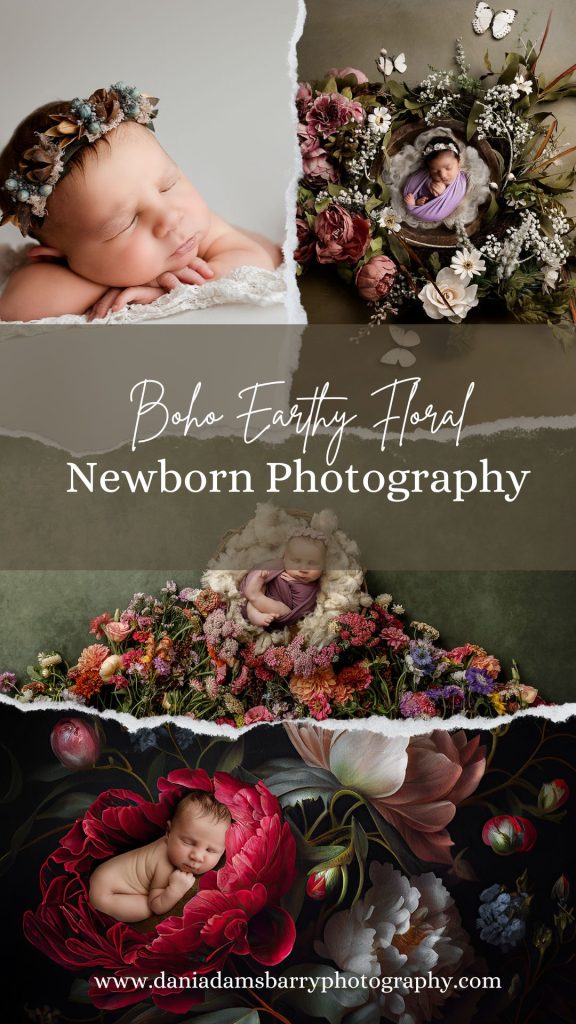 Earthy Floral Newborn Photography- Dallas Texas