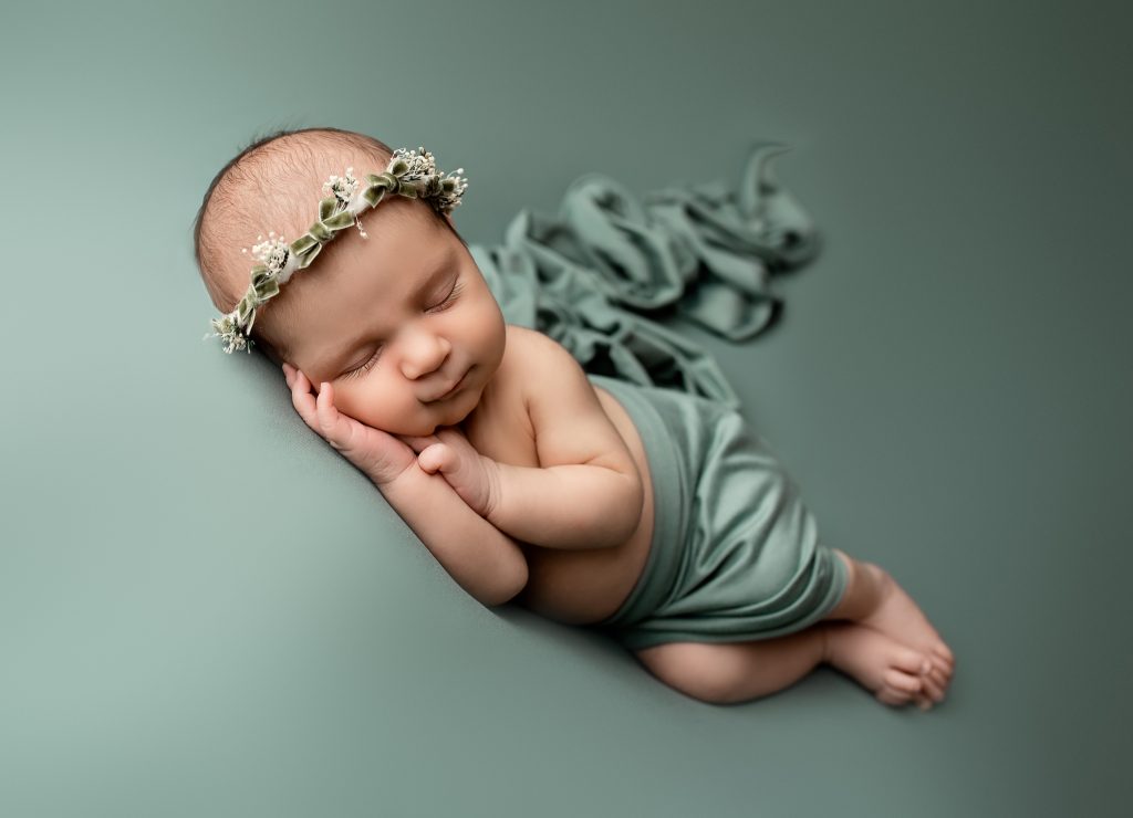 green newborn photography