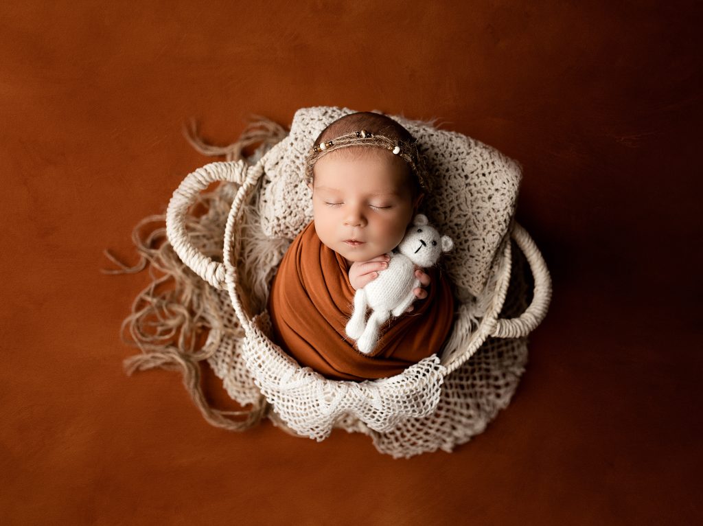 rust boho newborn photos